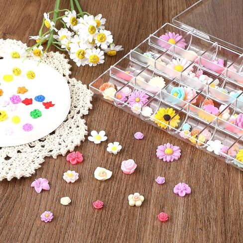 24 Grids Clear Plastic Nail Charm Organizer Box Transparent Nail Charm Organizer Empty Craft Organizers Display Case Compartment Container for Bead Rings Earrings Jewelry DIY Crafts in Saudi Arabia