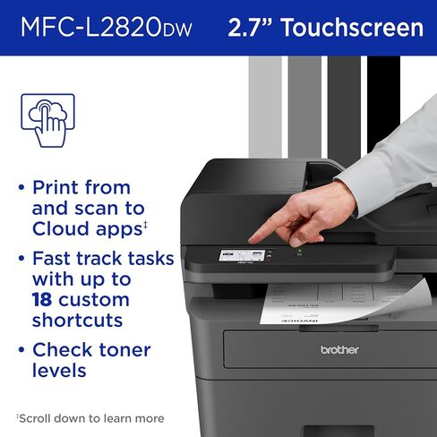 Brother MFC-L2820DW Wireless Compact Monochrome All-in-One Laser Printer with Copy, Scan and Fax, Duplex, Black & White | Includes Refresh Subscription Trial(1), Amazon Dash Replenishment Ready in Saudi Arabia