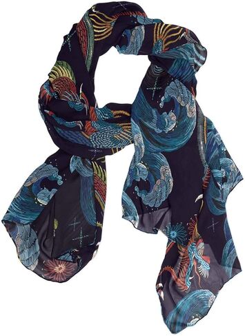 بارديك وشاح طويل خمر التنين الصيني خفيفة الوزن كبيرة الأوشحة الناعمة سيدة شال الشيفون الحرير التفاف in Kuwait