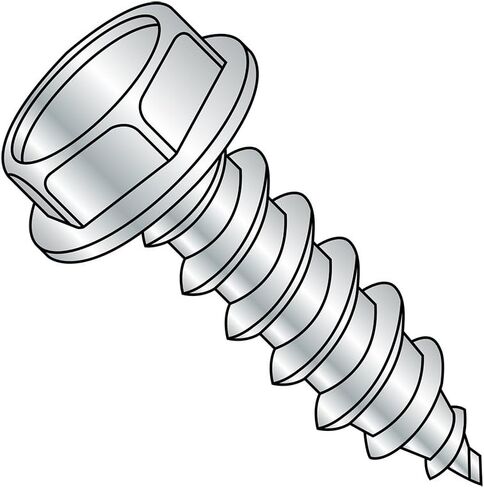 Small Parts 1016AW Steel Sheet Metal Screw, Zinc Plated, Hex Washer Head, Hex Drive, Type A, #10-12 Thread Size, 1" Length (Pack of 100) in Saudi Arabia