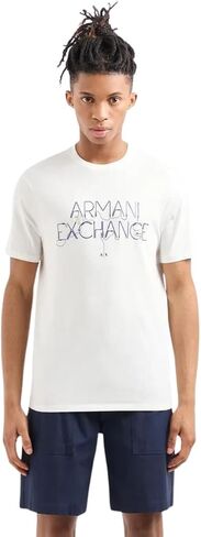 تي شيرت A｜X ARMANI EXCHANGE للرجال ذو مقاس عادي من القطن جيرسي بشعار سلكي in Saudi Arabia