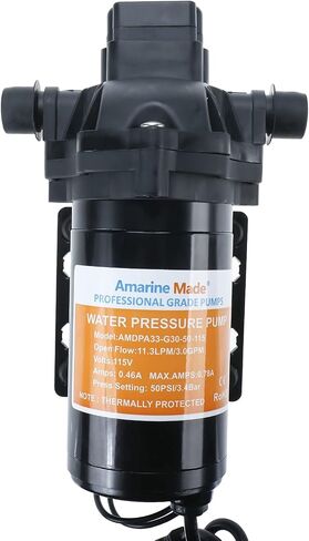 Amarine Made Water Pressure Pump Water Diaphragm Self Priming Pump for Caravan/rv/Boat/Marine 115V 11.3LPM/3.0GPM 50PSI/3.4Bar in Saudi Arabia