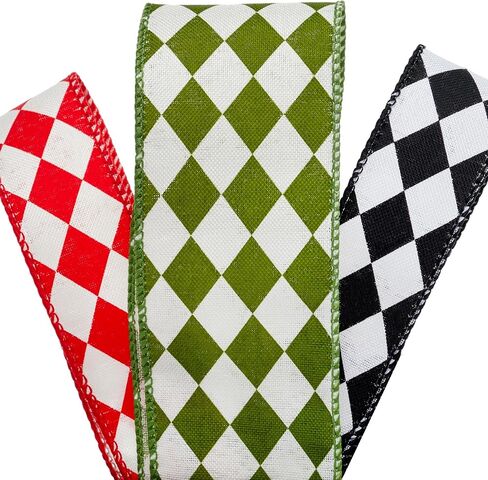 Paper Mart Harlequin Black and White Ribbon, Wired Fabric Ribbon, 1.5 Inches Wide x 10 Yards, Crisp Linen-Like Texture in Saudi Arabia