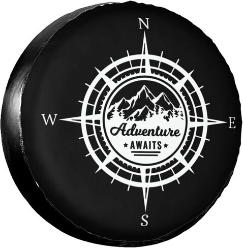 مغامرة تنتظر غطاء إطار احتياطي للمقطورة غطاء إطار العجلة واقي العجلة مقاوم للماء والغبار مناسب عالمي لشاحنة RV SUV (15 بوصة يناسب قطر الإطار 70-75 سم/27.5-30 بوصة) in Kuwait