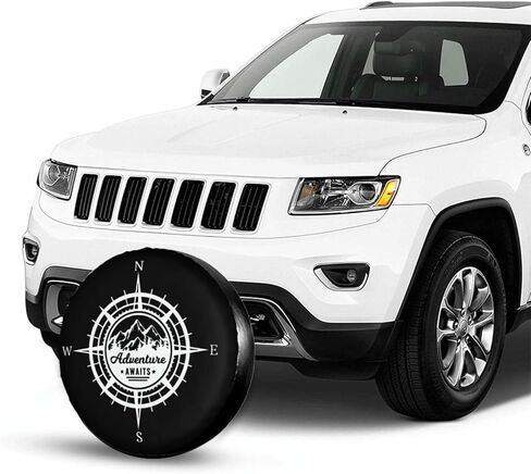 مغامرة تنتظر غطاء إطار احتياطي للمقطورة غطاء إطار العجلة واقي العجلة مقاوم للماء والغبار مناسب عالمي لشاحنة RV SUV (15 بوصة يناسب قطر الإطار 70-75 سم/27.5-30 بوصة) in Kuwait