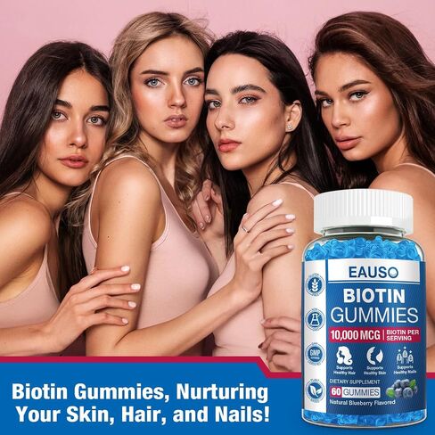 (2 Pack) Biotin Gummies 10,000mcg for Healthy Hair, Skin & Nails for Adults - 120 Gummies Vitamin - Vegan, Non-GMO, Pectin-Based Hair Health Supplement in Saudi Arabia