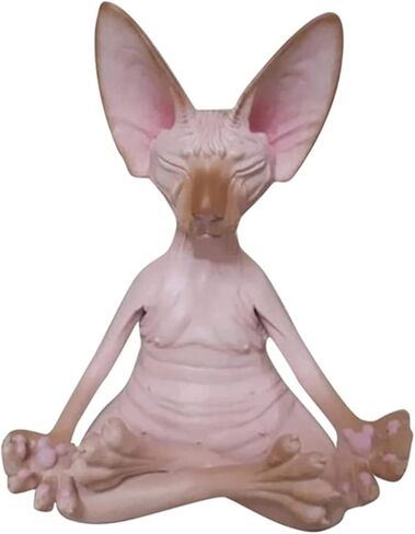 تمثال Sphynx Cat للتأمل، تماثيل قابلة للتجميع، Zen Yoga، وضعية استرخاء بوذا، التأمل، مجموعات Sphynx Cat، تمثال قطة لتزيين مكتب السيارة والمنزل (وردي) in Kuwait