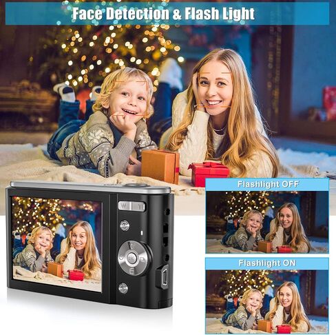 2.7K Digital Camera AiTechny Vlogging Camcorder 44MP Kids Camera, Video Cameras 16X Digital Zoom Compact Camera, Rechargeable Mini Camera for Kids Beginners, Birthday Gifts, Black in Saudi Arabia