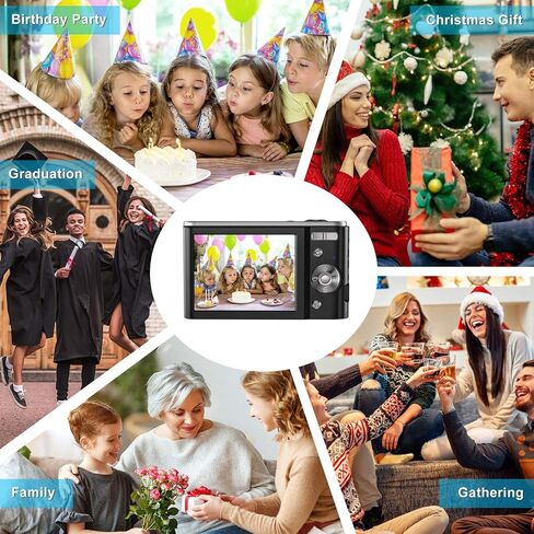 2.7K Digital Camera AiTechny Vlogging Camcorder 44MP Kids Camera, Video Cameras 16X Digital Zoom Compact Camera, Rechargeable Mini Camera for Kids Beginners, Birthday Gifts, Black in Saudi Arabia