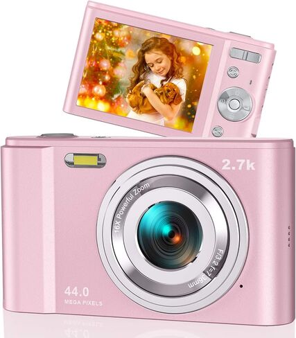 2.7K Digital Camera AiTechny Vlogging Camcorder 44MP Kids Camera, Video Cameras 16X Digital Zoom Compact Camera, Rechargeable Mini Camera for Kids Beginners, Birthday Gifts, Black in Saudi Arabia