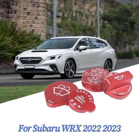 4 قطع غطاء غطاء المحرك غطاء زيت المحرك غطاء المبرد غطاء غسالة غطاء سائل الفرامل مناسب لسوبارو WRX 2022 2023 مجموعة غطاء زيت المحرك من سبائك الألومنيوم (أحمر) in Kuwait