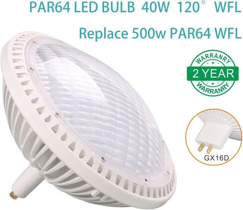 BAOMING PAR64 WFL LED Bulb 40W Replace Traditional 500w PAR64 Dimmable 120° Warm White 2700~3000K 120V GX16D in Saudi Arabia