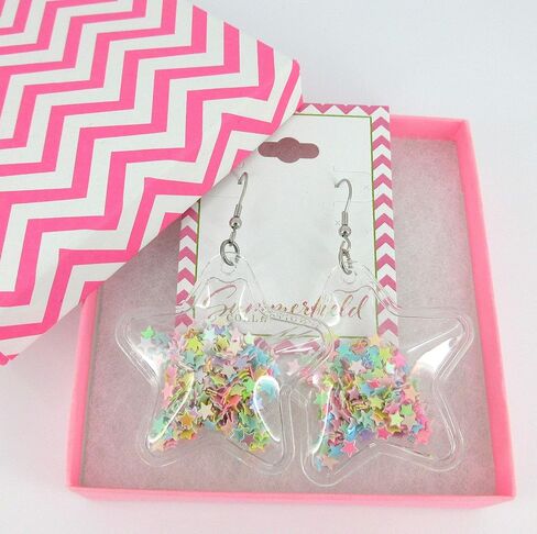 Confetti Glitter Shaker Large Star Dangle Earrings Stainless Steel (Multi) in Saudi Arabia