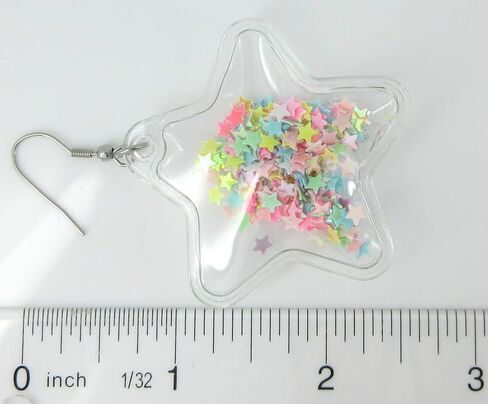 Confetti Glitter Shaker Large Star Dangle Earrings Stainless Steel (Multi) in Saudi Arabia