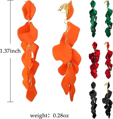 Orange Clip on Earrings as Flower Earrings for Women,Long Dangle Earrings for Women Statement Earrings as Rose Orange Earrings for Girls,Vintage Earrings Halloween Earrings Trendy 2023 in Kuwait