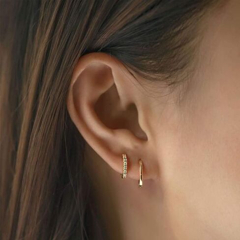 Silver Hoop Earrings for Women, 3 Pairs Small Sterling Silver Huggie Earrings | Tiny Hypoallergenic Cartilage Endless Earrings Piercing Helix Jewelry for Girls Men (8mm/10mm/12mm, Silver/Gold/Black) in Saudi Arabia
