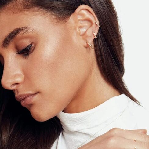 Silver Hoop Earrings for Women, 3 Pairs Small Sterling Silver Huggie Earrings | Tiny Hypoallergenic Cartilage Endless Earrings Piercing Helix Jewelry for Girls Men (8mm/10mm/12mm, Silver/Gold/Black) in Saudi Arabia