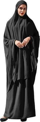 AWIBMK Women Abaya Dubai Kaftan Prayer Dress and Full Cover Hijab Muslim Islamic Long Sleeve Robe Ramadan Clothes in Saudi Arabia