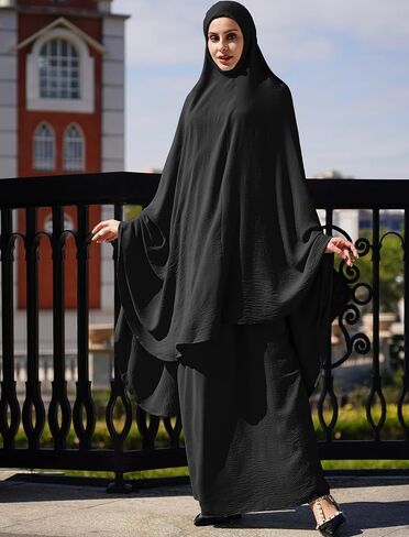 AWIBMK Women Abaya Dubai Kaftan Prayer Dress and Full Cover Hijab Muslim Islamic Long Sleeve Robe Ramadan Clothes in Saudi Arabia