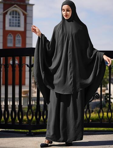 AWIBMK Women Abaya Dubai Kaftan Prayer Dress and Full Cover Hijab Muslim Islamic Long Sleeve Robe Ramadan Clothes in Saudi Arabia