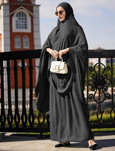 AWIBMK Women Abaya Dubai Kaftan Prayer Dress and Full Cover Hijab Muslim Islamic Long Sleeve Robe Ramadan Clothes in Saudi Arabia