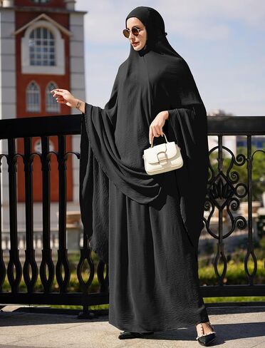 AWIBMK Women Abaya Dubai Kaftan Prayer Dress and Full Cover Hijab Muslim Islamic Long Sleeve Robe Ramadan Clothes in Saudi Arabia