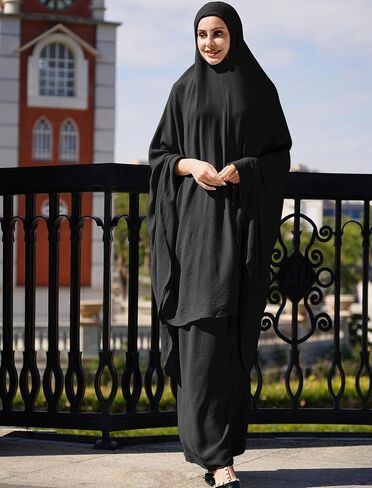 AWIBMK Women Abaya Dubai Kaftan Prayer Dress and Full Cover Hijab Muslim Islamic Long Sleeve Robe Ramadan Clothes in Saudi Arabia
