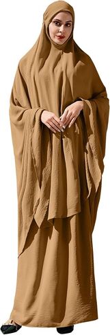 AWIBMK Women Abaya Dubai Kaftan Prayer Dress and Full Cover Hijab Muslim Islamic Long Sleeve Robe Ramadan Clothes in Saudi Arabia