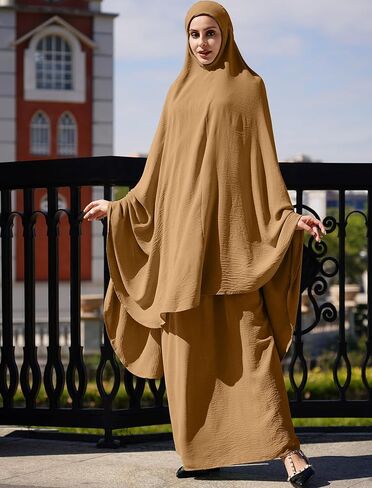 AWIBMK Women Abaya Dubai Kaftan Prayer Dress and Full Cover Hijab Muslim Islamic Long Sleeve Robe Ramadan Clothes in Saudi Arabia