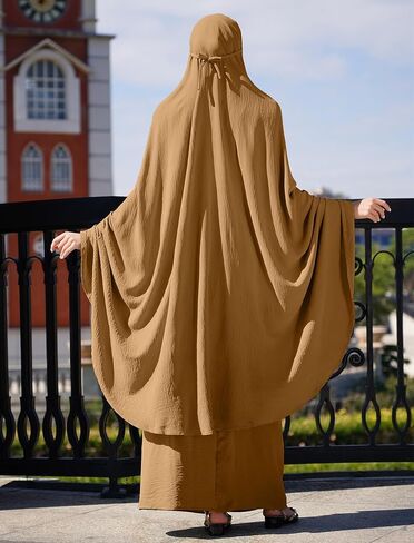 AWIBMK Women Abaya Dubai Kaftan Prayer Dress and Full Cover Hijab Muslim Islamic Long Sleeve Robe Ramadan Clothes in Saudi Arabia