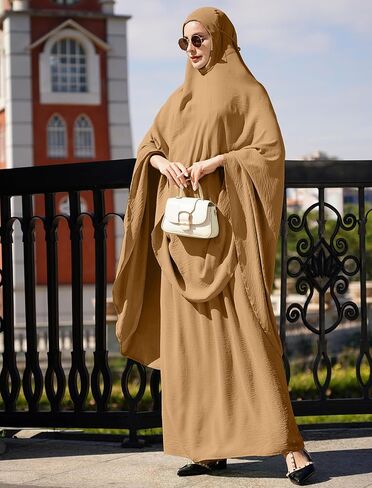AWIBMK Women Abaya Dubai Kaftan Prayer Dress and Full Cover Hijab Muslim Islamic Long Sleeve Robe Ramadan Clothes in Saudi Arabia