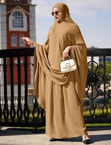 AWIBMK Women Abaya Dubai Kaftan Prayer Dress and Full Cover Hijab Muslim Islamic Long Sleeve Robe Ramadan Clothes in Saudi Arabia