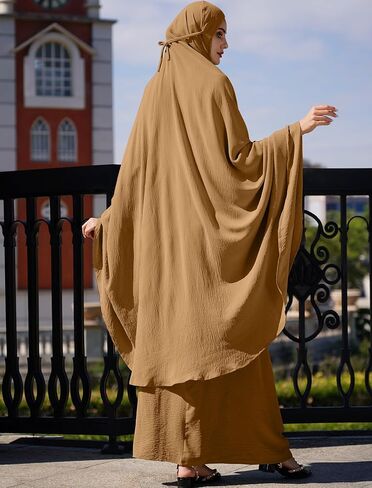 AWIBMK Women Abaya Dubai Kaftan Prayer Dress and Full Cover Hijab Muslim Islamic Long Sleeve Robe Ramadan Clothes in Saudi Arabia