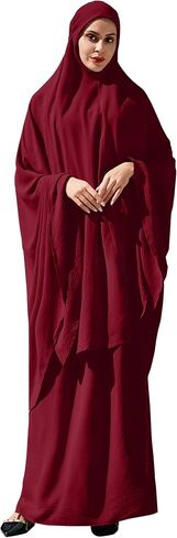 AWIBMK Women Abaya Dubai Kaftan Prayer Dress and Full Cover Hijab Muslim Islamic Long Sleeve Robe Ramadan Clothes in Saudi Arabia