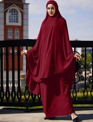 AWIBMK Women Abaya Dubai Kaftan Prayer Dress and Full Cover Hijab Muslim Islamic Long Sleeve Robe Ramadan Clothes in Saudi Arabia