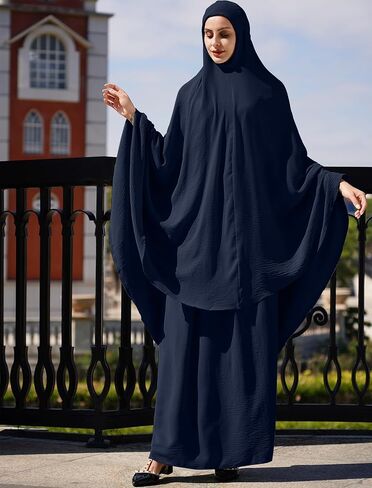 AWIBMK عباية دبي قفطان فستان صلاة وغطاء كامل حجاب إسلامي بأكمام طويلة رداء رمضان in Saudi Arabia