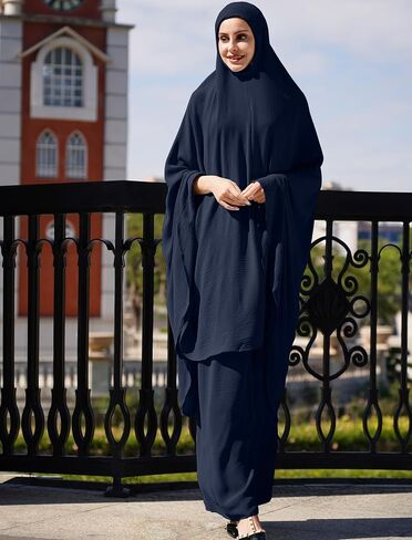 AWIBMK عباية دبي قفطان فستان صلاة وغطاء كامل حجاب إسلامي بأكمام طويلة رداء رمضان in Saudi Arabia