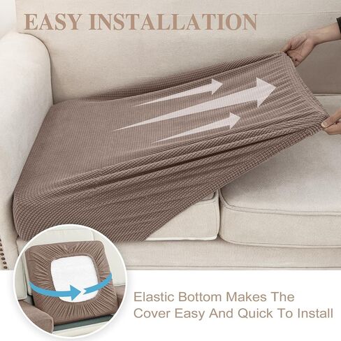Couch Cushion Cover Seat Cushion Cover Stretch Armchair Cover Separate Sectional Sofa Slipcovers Furniture Protector(1 Piece for Seat or Sofa Backrest, Black) in Saudi Arabia