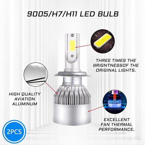 2 قطعة لمبة أمامية LED H11، H11/H8/H9 سيارة C6 LED استبدال ضوء الضباب، 6000K 3800LM 36W مصابيح أمامية فائقة السطوع وعالية منخفضة الشعاع (أبيض) in Kuwait