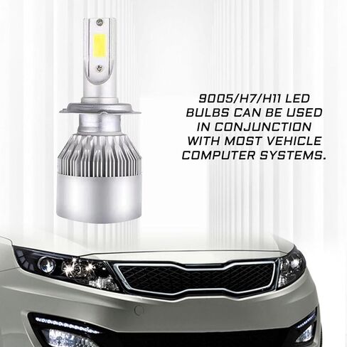 2 قطعة لمبة أمامية LED H11، H11/H8/H9 سيارة C6 LED استبدال ضوء الضباب، 6000K 3800LM 36W مصابيح أمامية فائقة السطوع وعالية منخفضة الشعاع (أبيض) in Kuwait