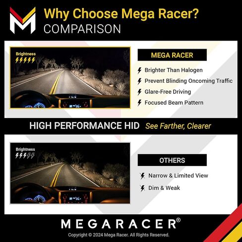 Mega Racer D2S HID Bulbs, 10000K Dark Blue, 85122 66240 66040, D2R HID Headlights, 12V 35W, Low Beam, Stock HID Xenon Headlight Bulbs Replacement, Metal Stent Base, 2 Pack in Saudi Arabia