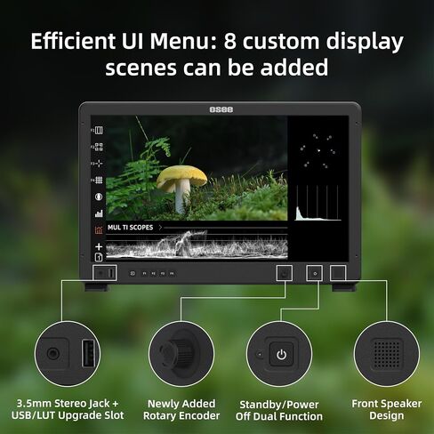 Osee Mega 22S 22 بوصة فائقة السطوع HDR مراقبة الإنتاج الميداني VMKit مع لوحة بطارية Sunhood Cstand محول قالب رغوة مخصص in Kuwait