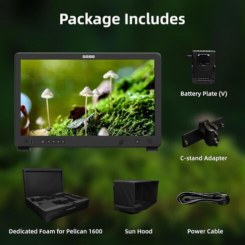 Osee Mega 22S 22 بوصة فائقة السطوع HDR مراقبة الإنتاج الميداني VMKit مع لوحة بطارية Sunhood Cstand محول قالب رغوة مخصص in Kuwait