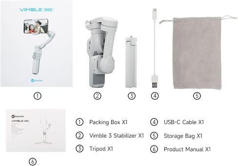 مثبت جيمبال للهواتف الذكية، جيمبال هاتف ثلاثي المحاور لفيديو VLOG/TIK Tok/YouTube، مثبت محمول محمول لأجهزة Android وiPhone، لهاتف iPhone 15/15 Pro Max/14/14 Pro Max Feiyu Vimble 3SE in Kuwait