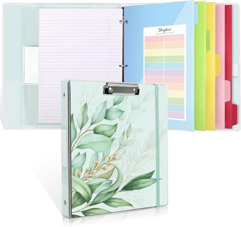 SKYDUE Clipboard Binder with Refill Papers, Clipboard Folder Includes 5 Dividers with 10 Pockets, Labels, Loose Leaf Paper, 3 Ring Binder 1 Inch for School Office (Fit Letter Sized Paper) in Saudi Arabia