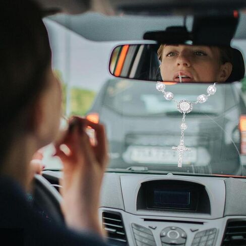 مسبحة متقاطعة معلقة لمرآة السيارة - 2 حزمة من ملحقات تعليق مرآة الرؤية الخلفية للسيارة، صليب للملحقات الداخلية للسيارة، مرآة الرؤية الخلفية التلقائية ديكور معلق in Kuwait