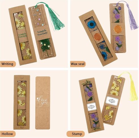 50 Set Kraft Bookmark Sleeves Resin Bookmark Holder 5.9 x 1.8'' Cardboard Gift Boxes DIY Blank Display Cards for Wrapping Gift Supplies(Brown) in Saudi Arabia