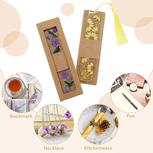 50 Set Kraft Bookmark Sleeves Resin Bookmark Holder 5.9 x 1.8'' Cardboard Gift Boxes DIY Blank Display Cards for Wrapping Gift Supplies(Brown) in Saudi Arabia