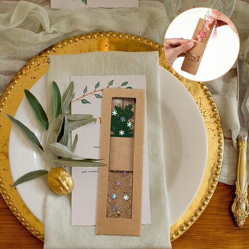 50 Set Kraft Bookmark Sleeves Resin Bookmark Holder 5.9 x 1.8'' Cardboard Gift Boxes DIY Blank Display Cards for Wrapping Gift Supplies(Brown) in Saudi Arabia