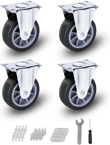 2" Swivel Caster Wheels Set of 4, Heavy Duty Castors Silent Rolling Polyurethane Top Plate Casters Wheels for Cart, Workbench, Furniture in Saudi Arabia